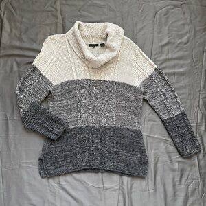 Jeanne Pierre Ombre Gray Cotton Cowl Neck Sweater XL